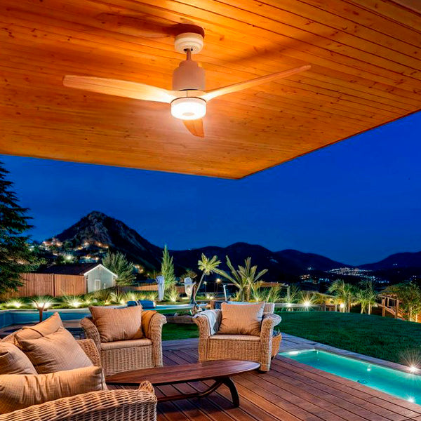 Ventilatore di design con luce LED e pale in legno massello – Eleganza, Comfort e Silenzio in un unico oggetto